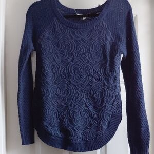 Cloud Chaser Navy Floral Lace Sweater